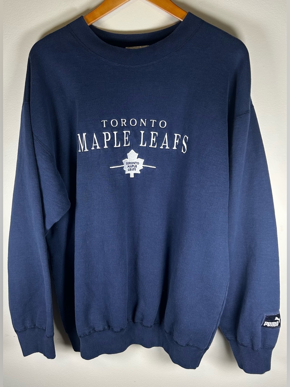 Vintage 90s Puma Toronto Maple Leafs NHL Men’s Crewneck Sweater XL Embroidered